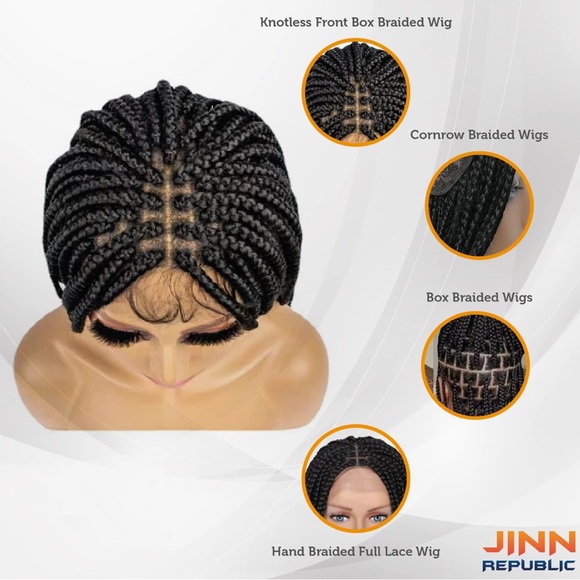 Jinn Republic 30" Lace Front Knotless Women Synthetic Hair Box Braided Wig - NIB - Picture 4 of 7